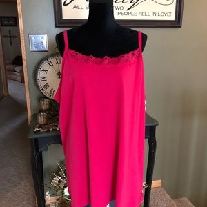 Catherines Rose Colored Tank Top Sz 3X Lace Trim